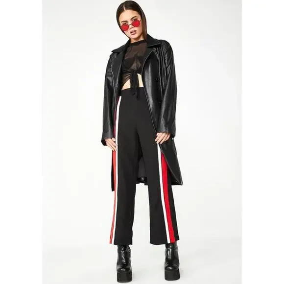 Tiger Mist Highway Culottes Cropped Pants Track Stripe Black Small - Picture 11 of 11